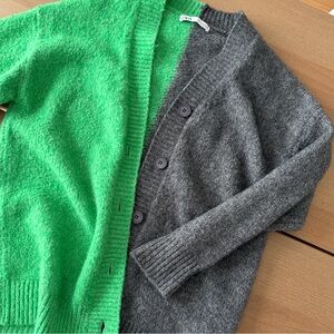 Zara Green and Gray Colorblock Women’s Cardigan